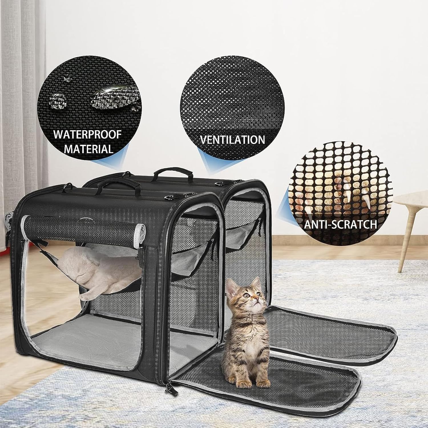2-in-1 Pet Carrier for Small Dogs Cats Double Cat Carrier with Litter Box P362375