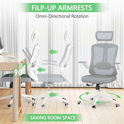 White+Khaki Mesh High Back Office Chair with Wheels M958
