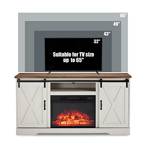 Fireplace TV Stand with Sliding Barn Door C55571