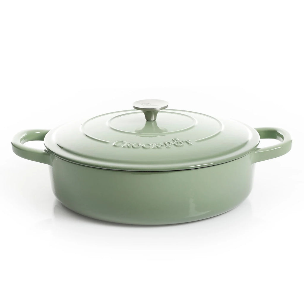 5 Quart Enameled Cast Iron Braiser Pan with Lid in Pistachio Green I294