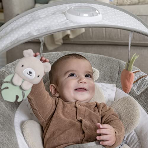 Baby Bouncer Seat with Light Up Toy Bar and Bunny Tummy Time Pillow Mat W31394