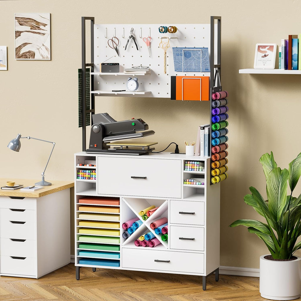 Craft Organizers and Storage Cabinet with Power Outlet, Pegboard, Vinyl Holders L99990