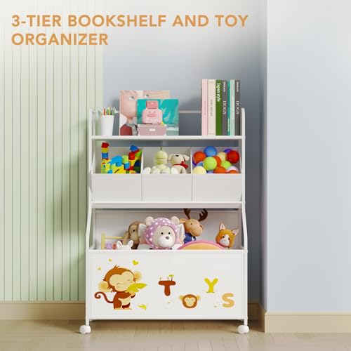 White 3-Tier Toy Storage Organizer with Wheels X272360