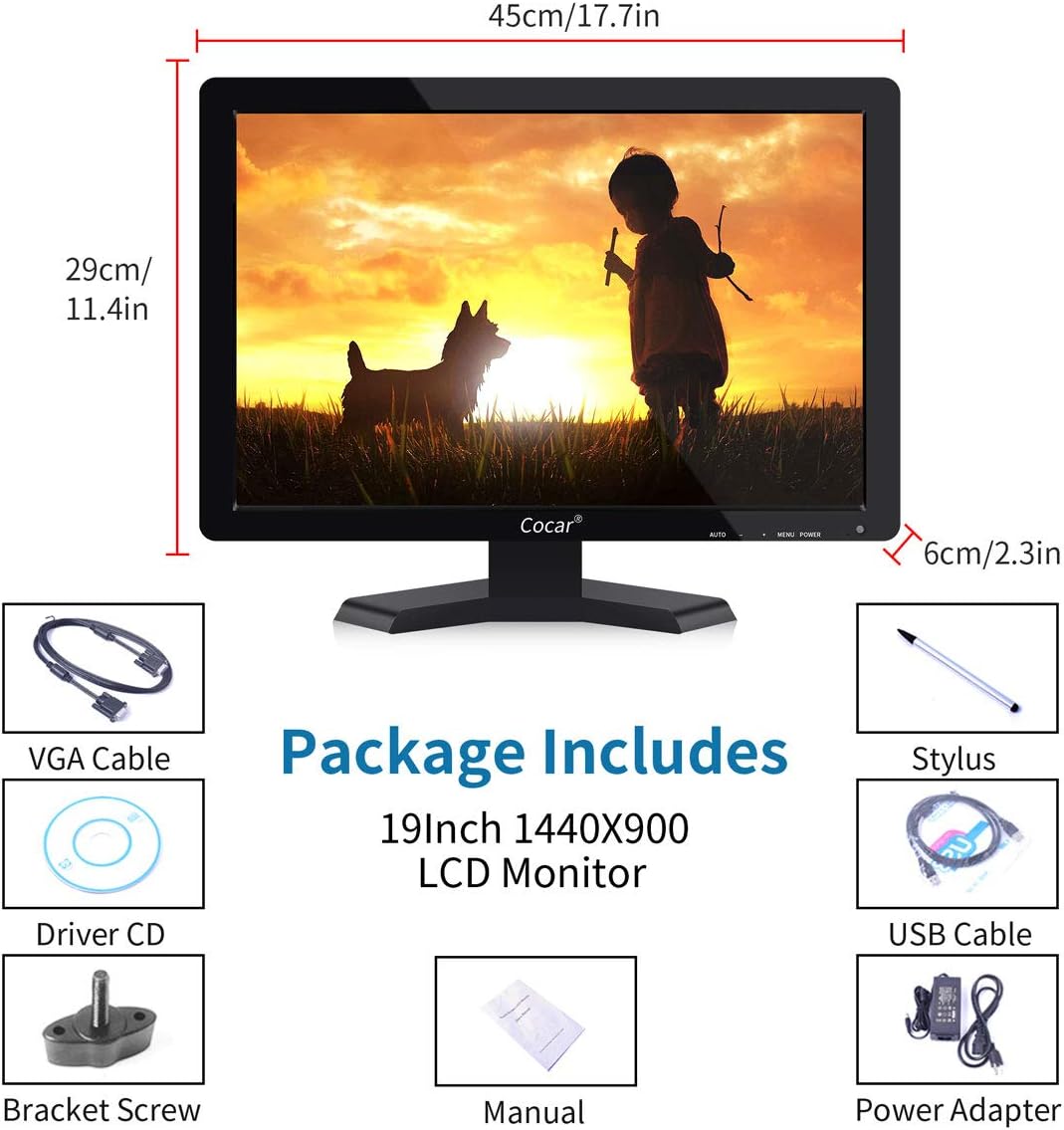 19 inch LCD Touchscreen Monitor 1440x900 VGA USB L6076