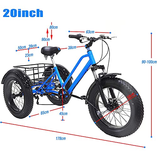 7 Speed 20 Inch Fat Tire Adult Tricycle with Shopping Basket H4561