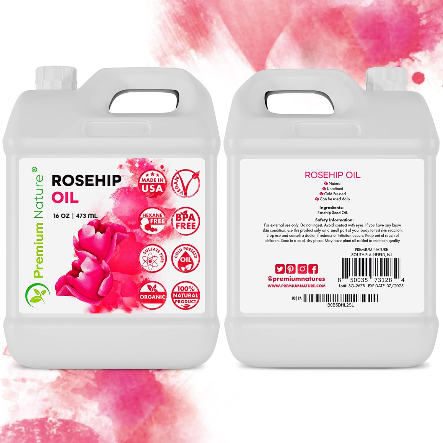 16oz Cold Pressed Unrefined Rose Hip Seed Oil A993