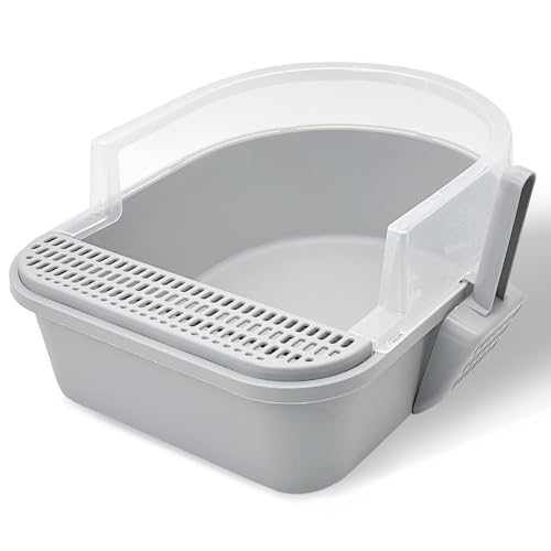 Large Sifting Cat Litter Box with High Sides and Scoop (Grey) U331165