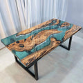 Walnut Rectangular Natural Wooden Dining Table with Metal Legs P8499