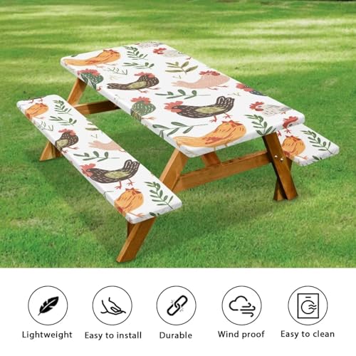 Fitted Rectangle Picnic Table Cover with Bench Covers A785802
