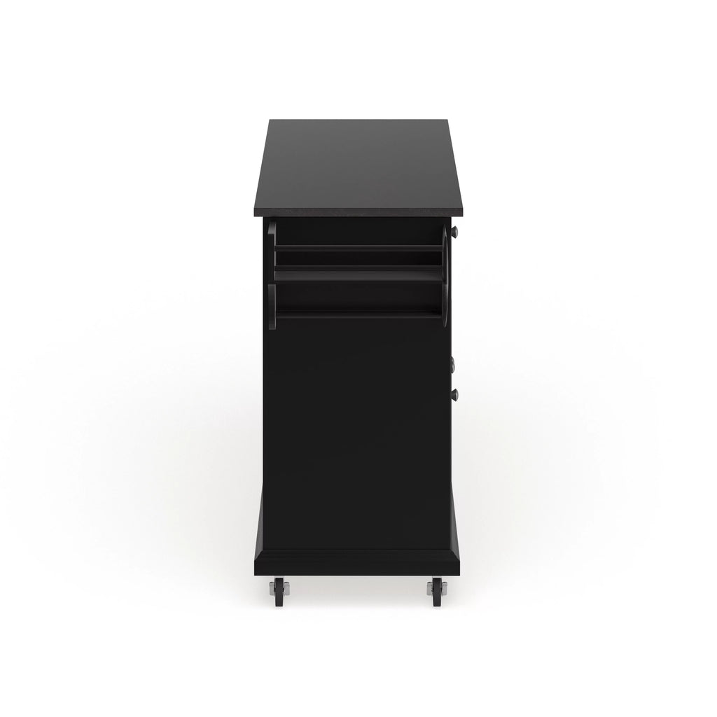 Black Wood Kitchen Cart with Solid Black Granite Top G40960