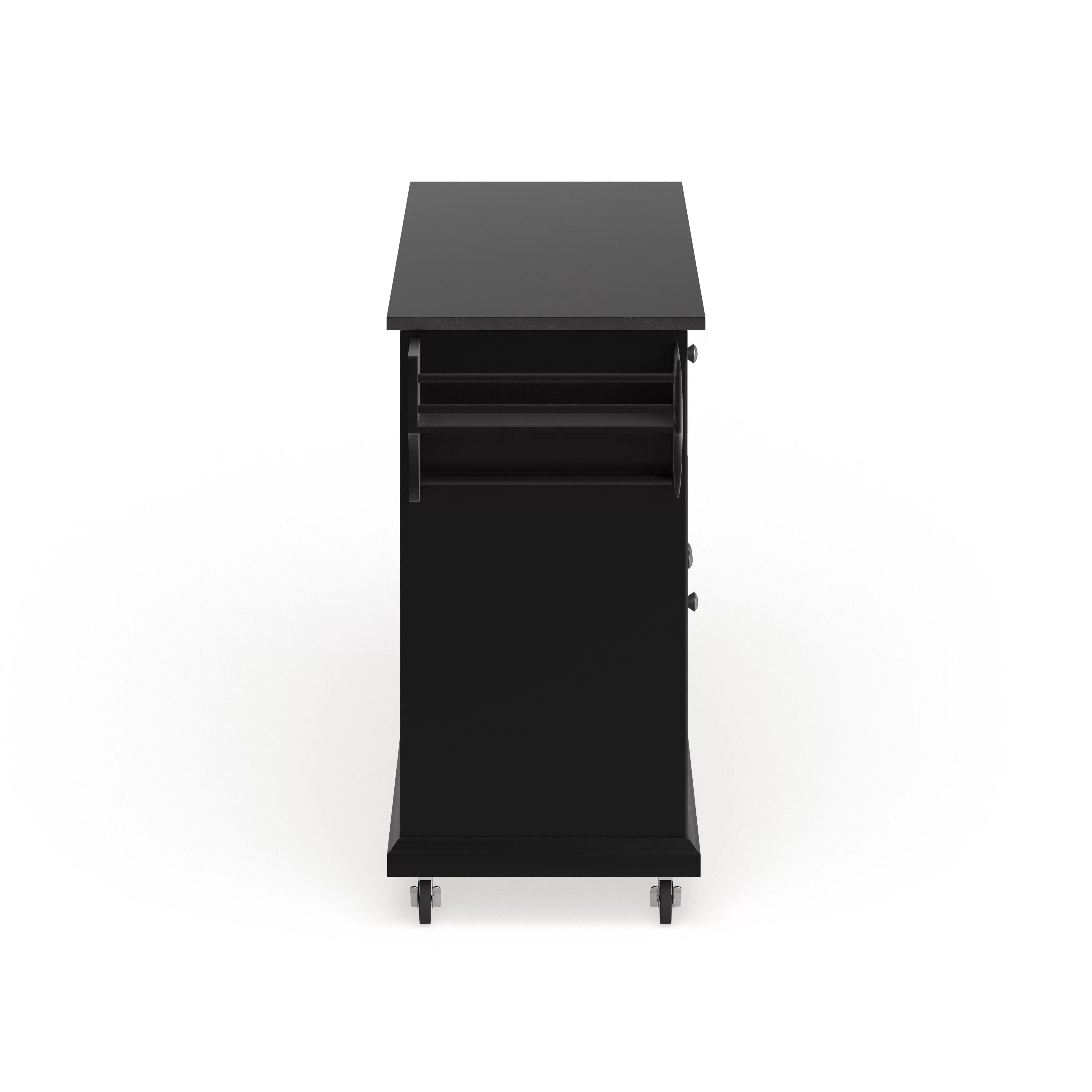 Black Wood Kitchen Cart with Solid Black Granite Top G40960