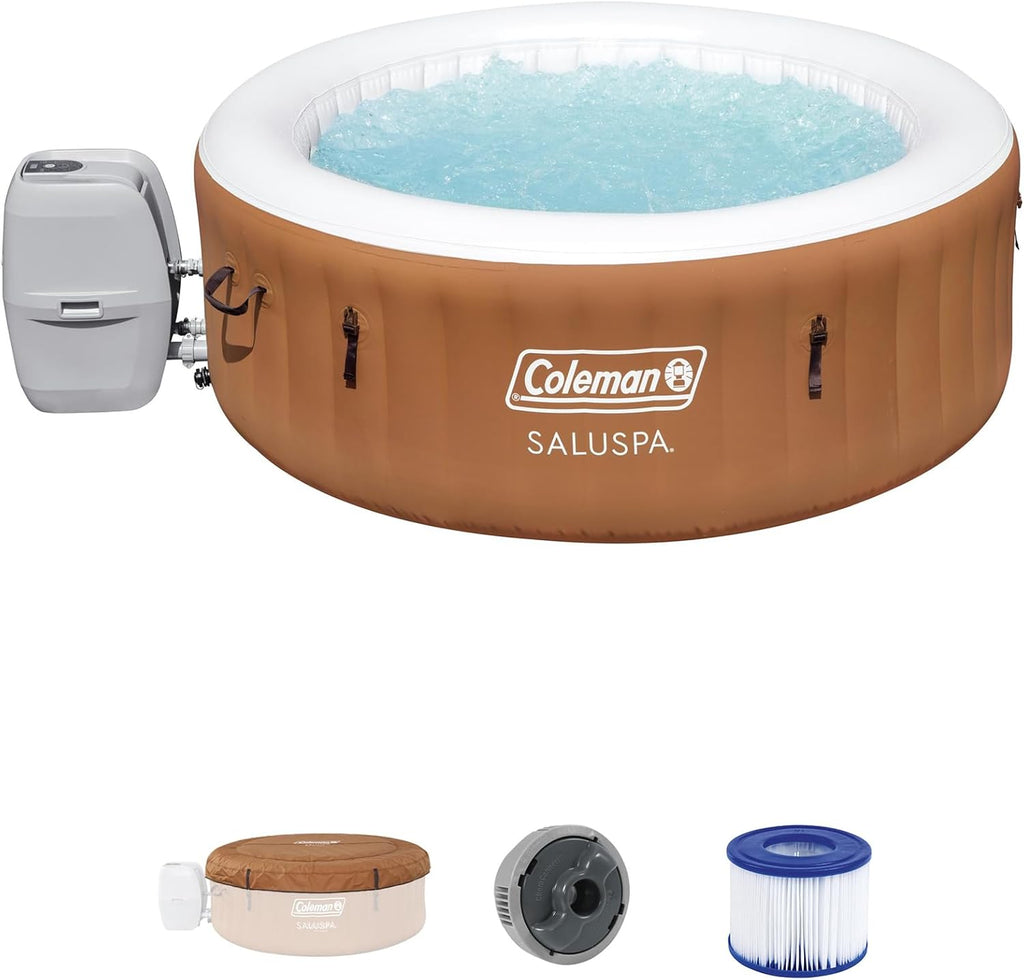 Inflatable Round Hot Tub with Non-Slip Spa Seat and Headrest Pillows Y148