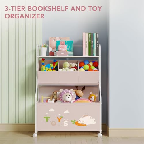 White 3-Tier Toy Storage Organizer with Wheels X272360