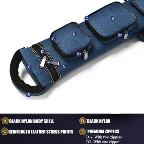 Nylon Leatherette Billiard Pool Cue Stick Hard Carrying Case A463339
