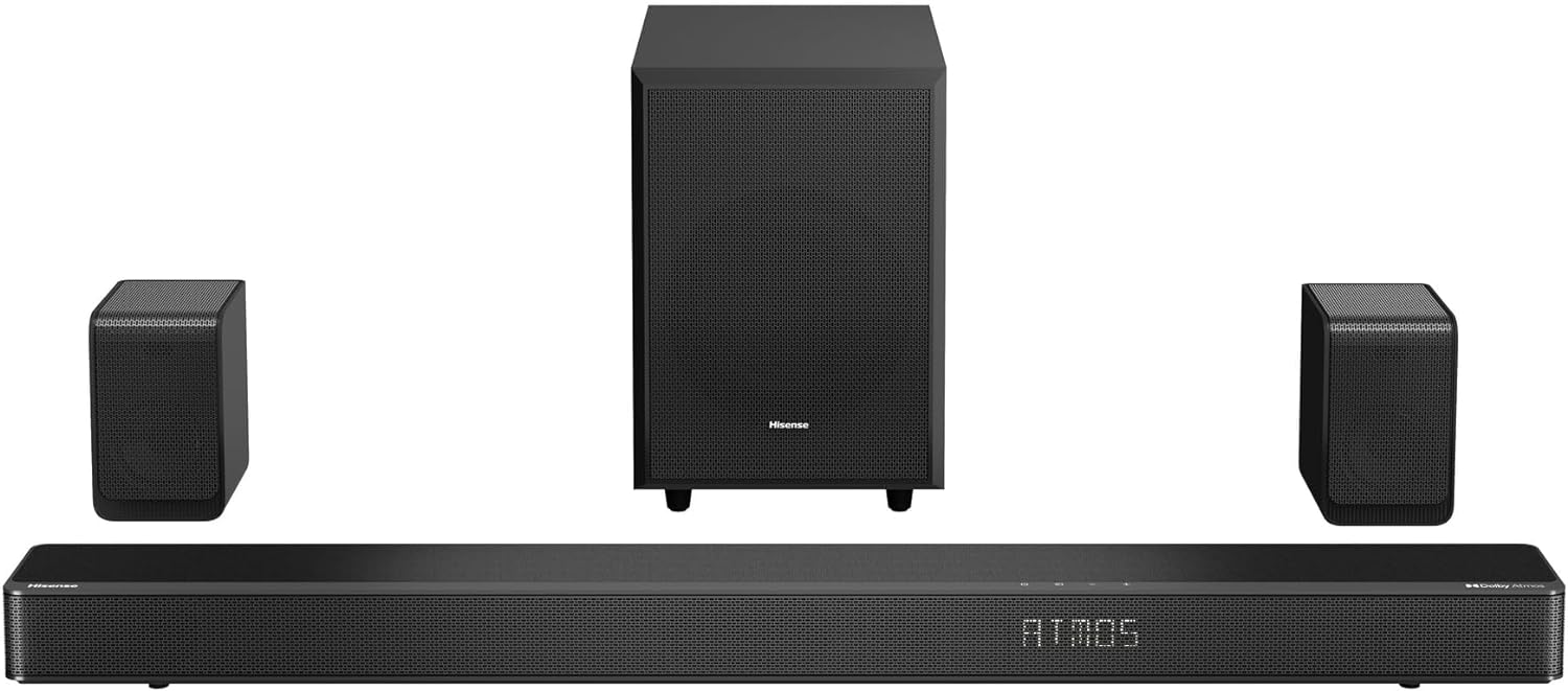 5.1.2 Ch 420W Soundbar with Wireless Subwoofer and Wireless Rear Satellite Speakers, Black A818164