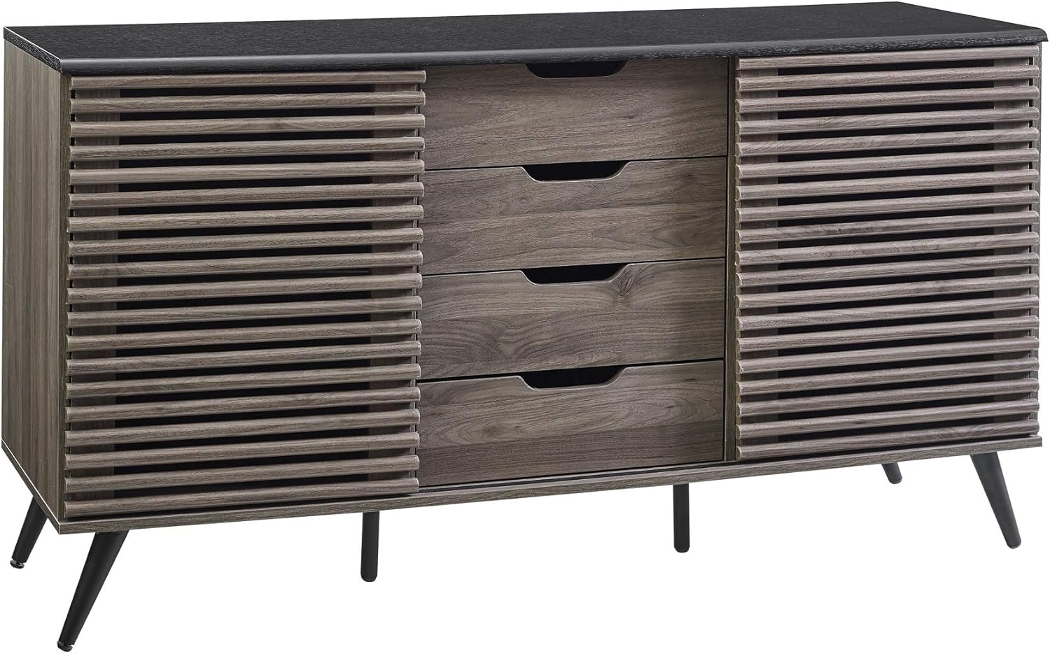 Black and Slate Grey 4 Drawer Wood Cabinet K7943
