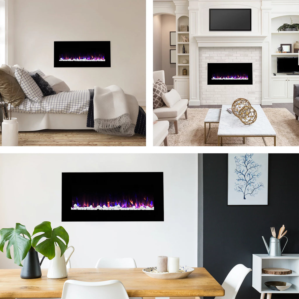 36-inch Wall-Mount Electric Fireplace (Black) H1478