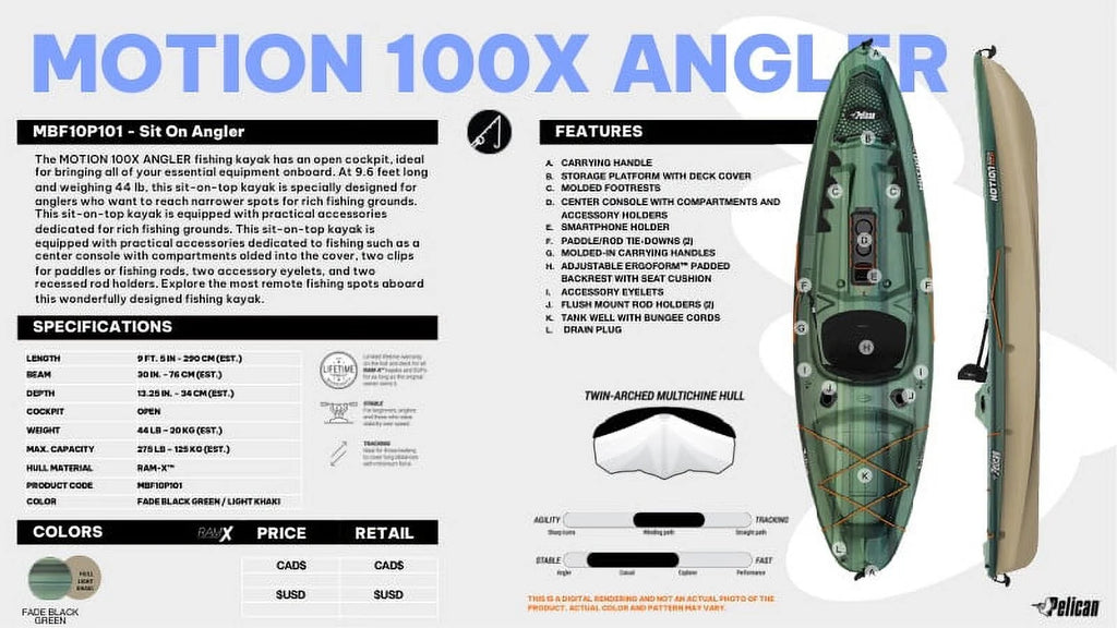 Sit-on-Top Angler Fishing Kayak 10 ft Fade Black Green G979