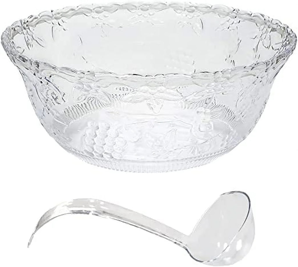 2 Gallon Clear Plastic Punch Bowl with Ladle M1197
