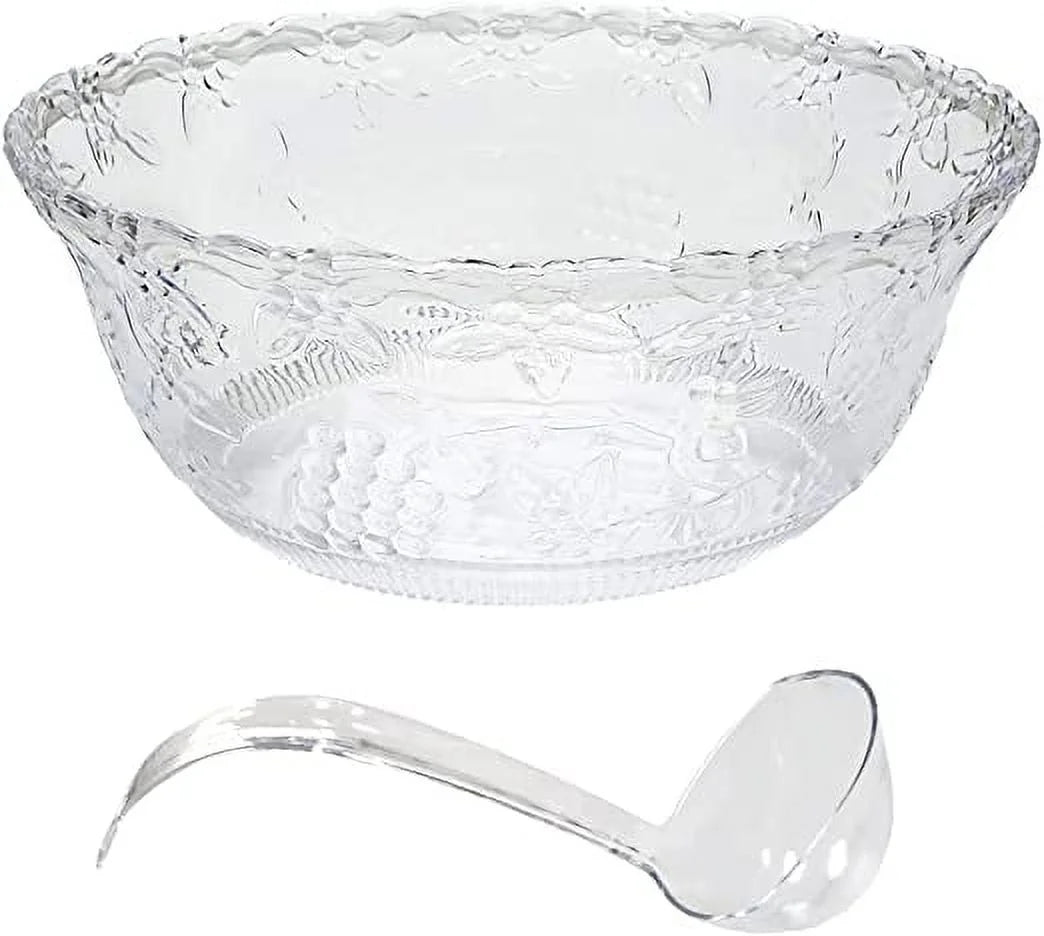 2 Gallon Clear Plastic Punch Bowl with Ladle M1197