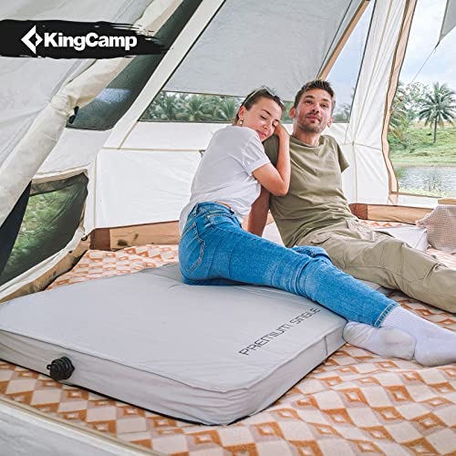 Double Self Inflating Sleeping Pad, Camping Foam Air Mattress, 79.1'' x 50.3'' x 3.0, Grey L70742