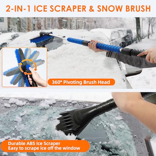 47.2" Ice Scraper with Extendable Snow Brush and Foam Grip J28763