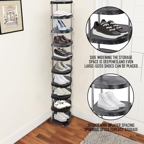 10 Tier Black Tall Narrow Shoe Rack Cabinet U42995