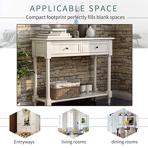 Ivory 2 Drawer Wood Console Table R490442