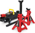 2 Ton (4000 lb) Capacity Steel Hydraulic Floor Jack with 2 Jack Stands, Set of 3 Q5739