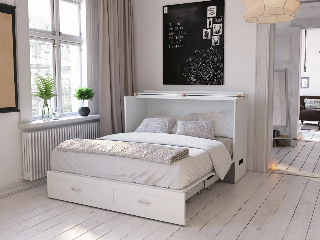Queen White Murphy Bed Chest L934