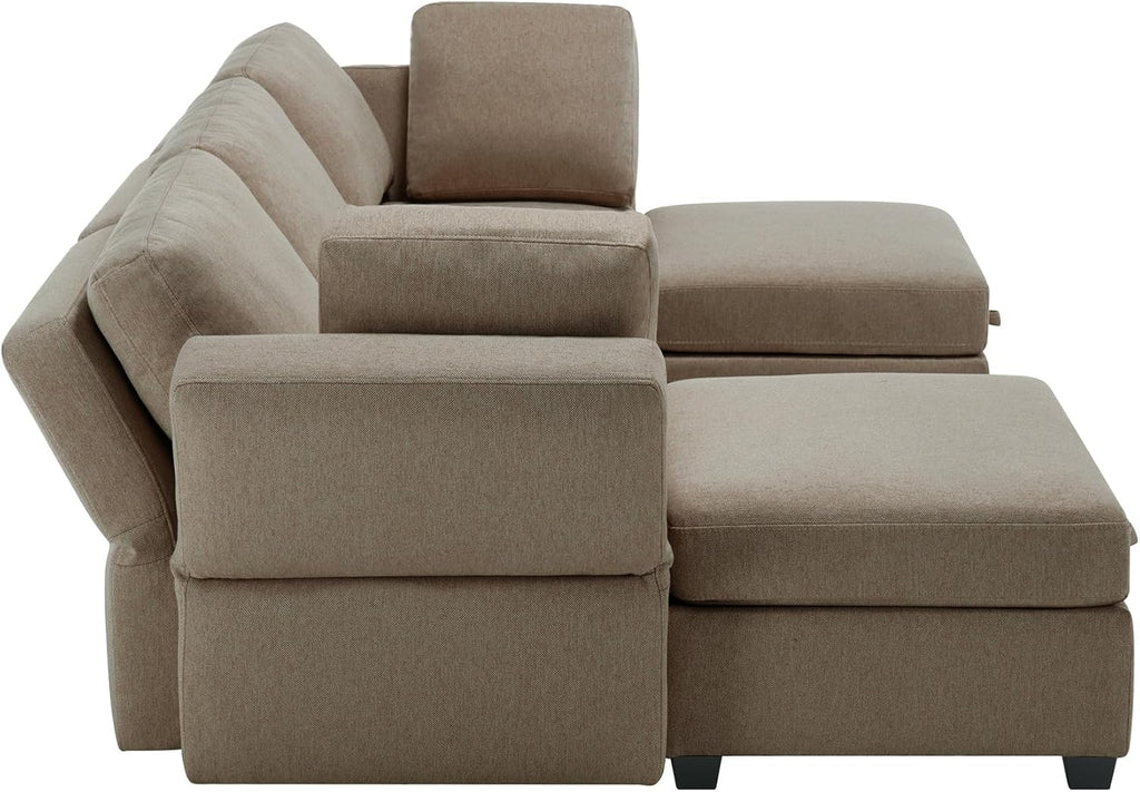 Brown Reversible Modular Sectional Sofa with Chaise and Storage N376