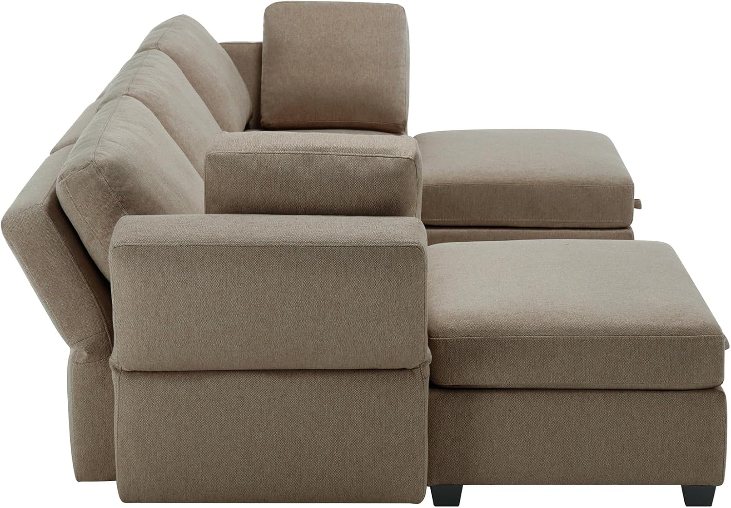 Brown Reversible Modular Sectional Sofa with Chaise and Storage N376