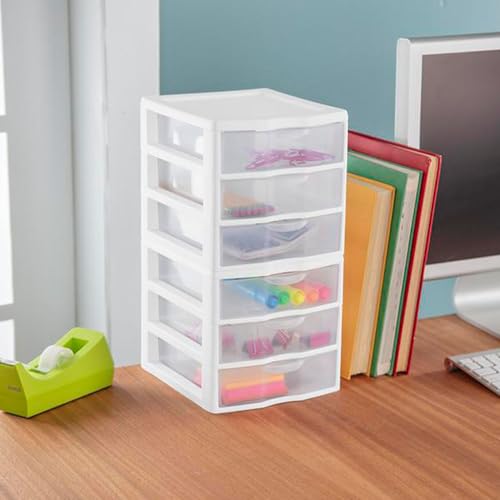 6-Pack White Plastic 3-Drawer Cart D3551