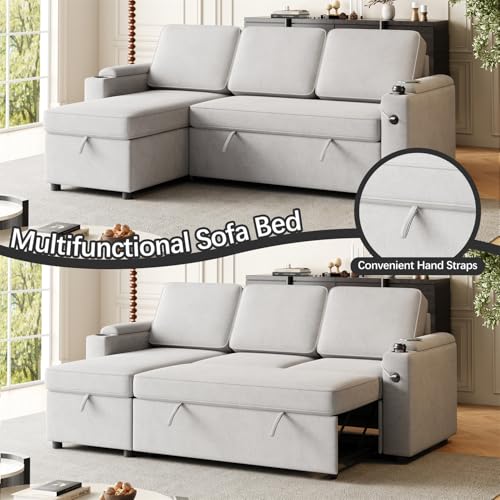 Black Sleeper Sectional Sofa with Pull Out Bed and Storage Chaise Y441169