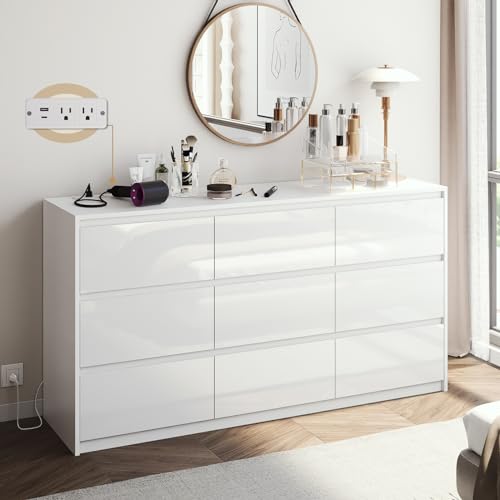 10 Drawer White High Gloss Dresser Z7936