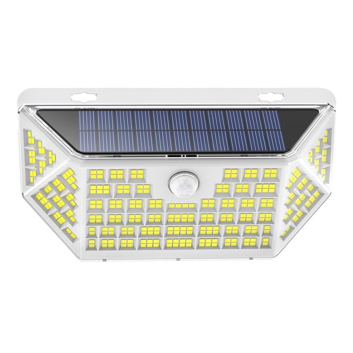 White Solar Outdoor Lights Motion Sensor IP67 Waterproof with 3 Lighting Modes P4728