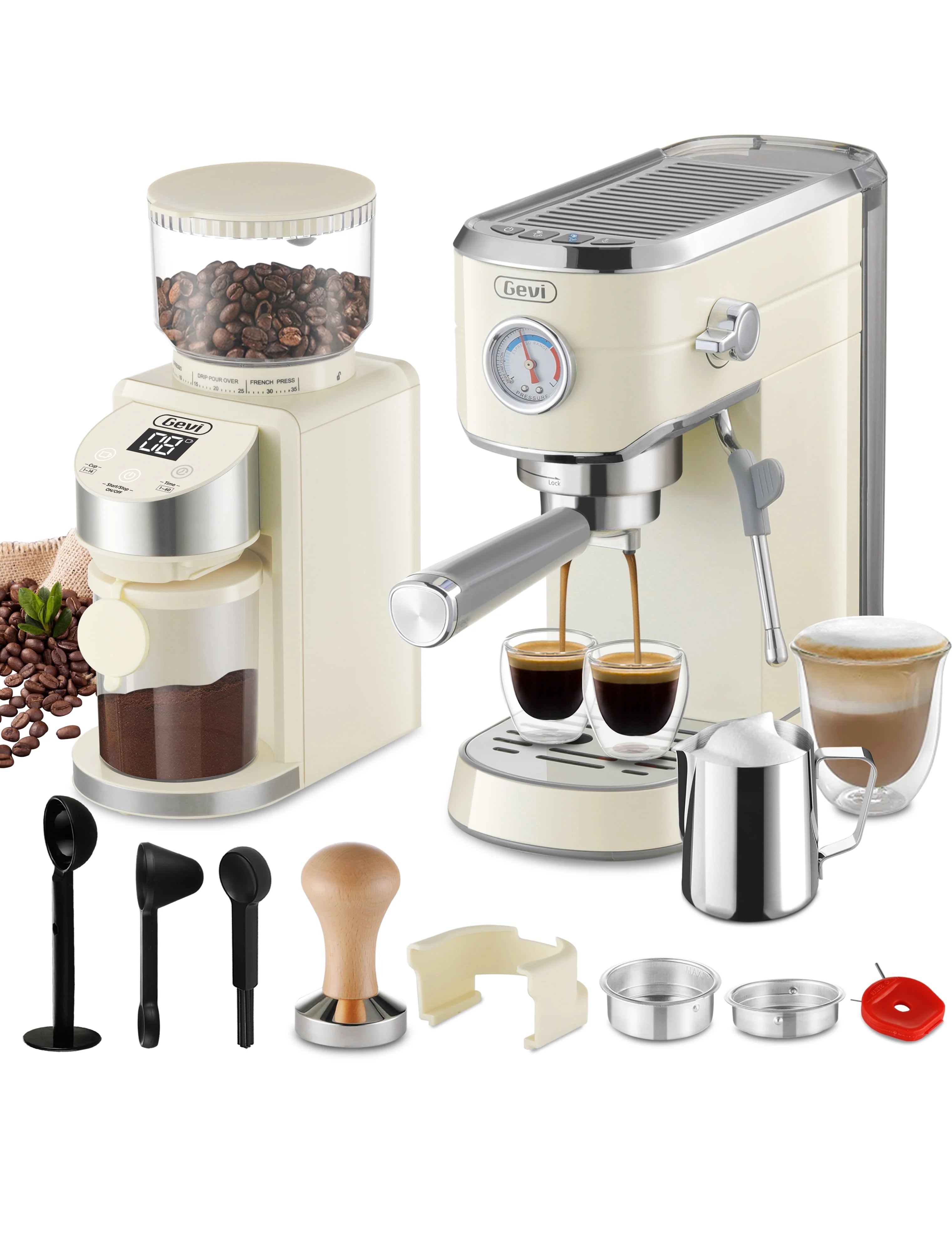 20 Bar Espresso Machine with Burr Coffee Grinder M7748
