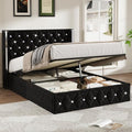 Black Velvet Full Size Lift Up Storage Bed Frame Y270023