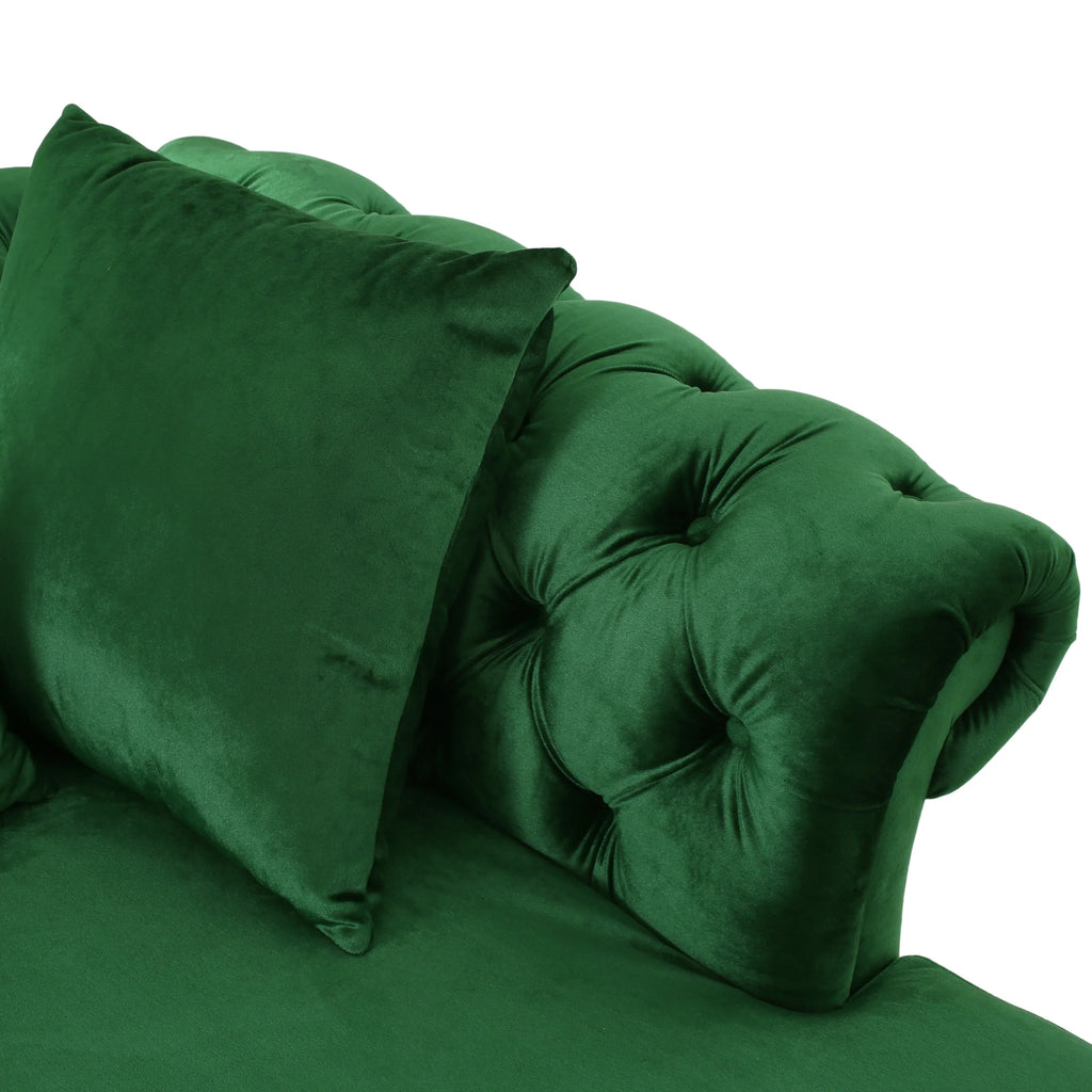 Emerald Fabric Tufted Chaise Lounge J158934