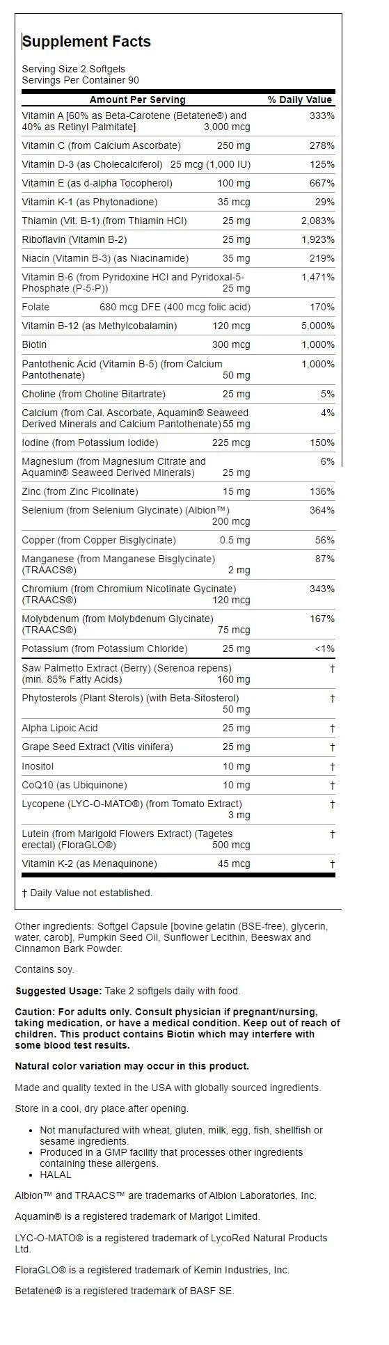 180 Softgels Men's Multivitamin V7461