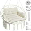 Grey Cotton Rope Macrame Swing Hanging Chair with Cushion V158