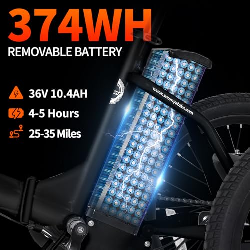 Electric Tricycle 20" 3 Wheels Folding 350W Step-Thru Removable Battery D546434
