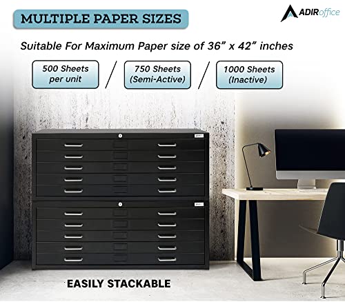 Black 5-Drawer Flat File Cabinet P73141