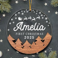 Engraved Wooden and Acrylic Baby's 1st Christmas Ornament 2025 A4326