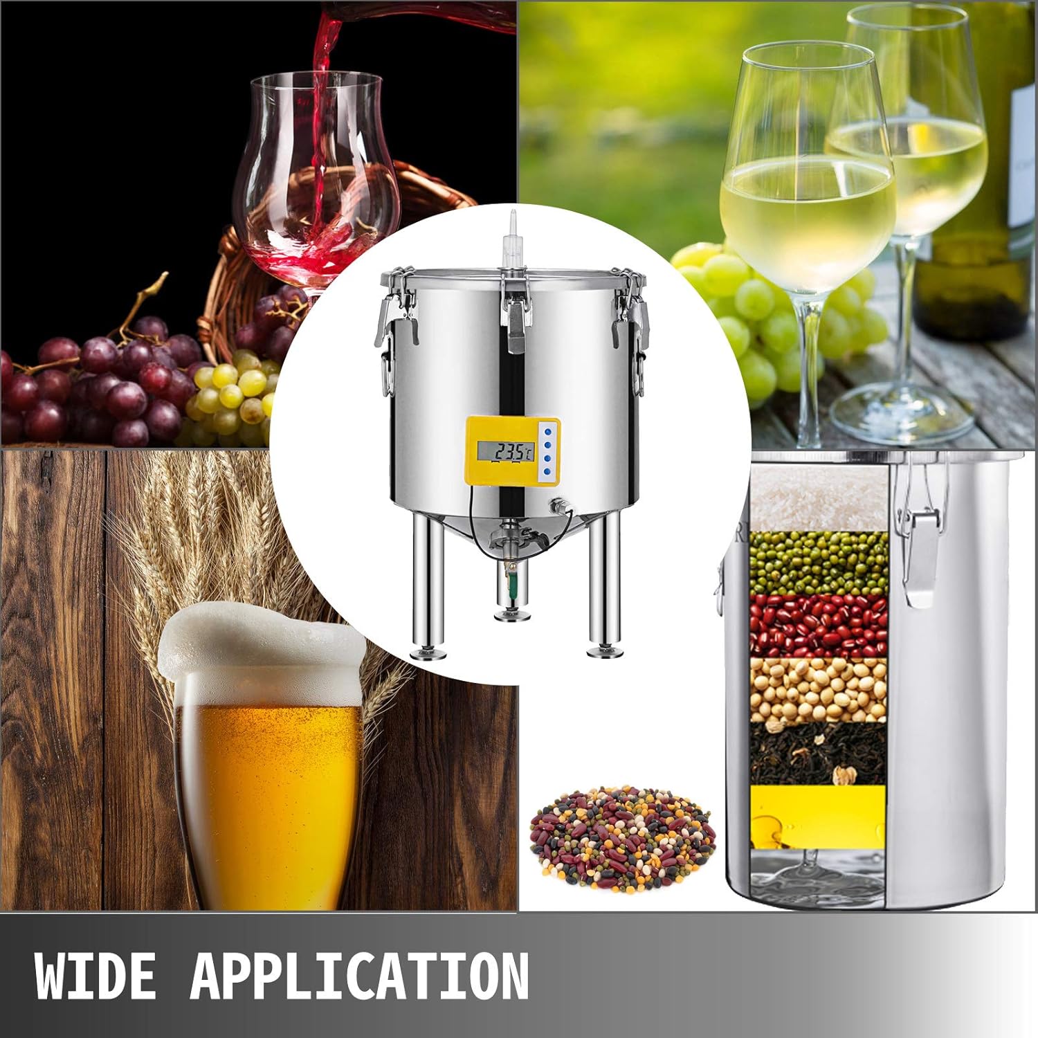 14 Gallon Stainless Steel Brew Fermenter with Conical Base H5397