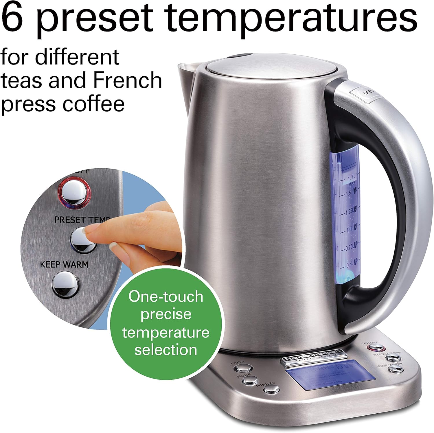 1.7 Liter 1500 Watts Cordless Electric Tea Kettle B4222