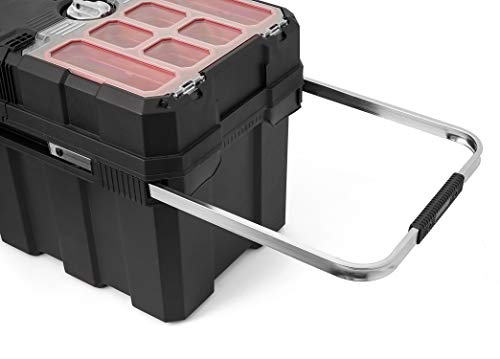 Black Resin Rolling Tool Box with Locking System and Removable Bins N8400