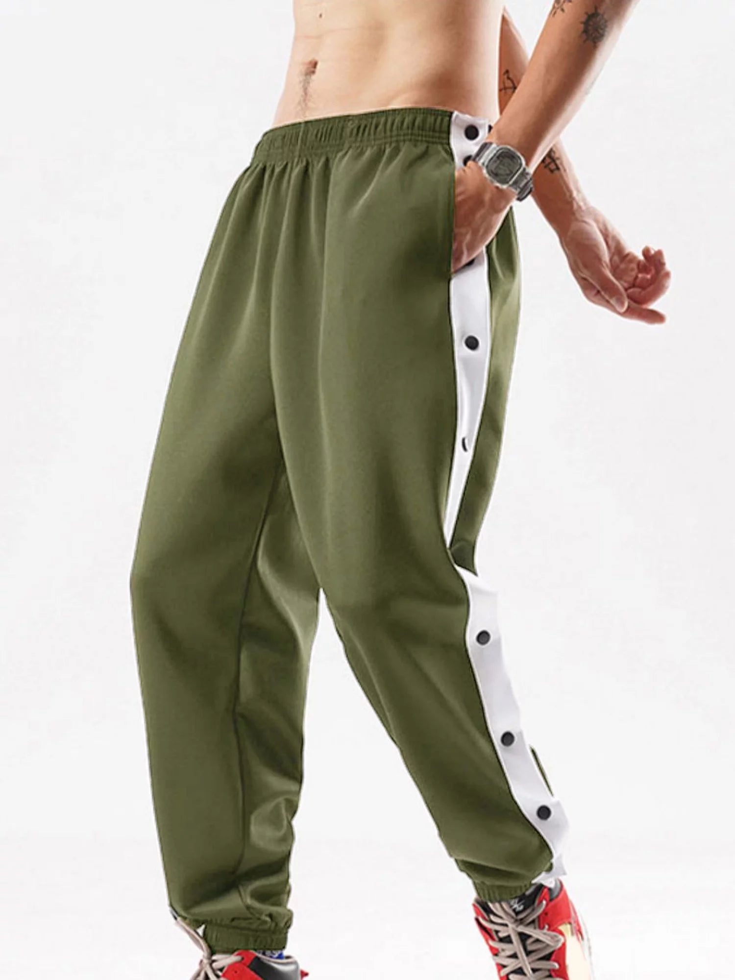 Men Tear Away Pants Quick Dry Loose Fit Basketball Pants Z747