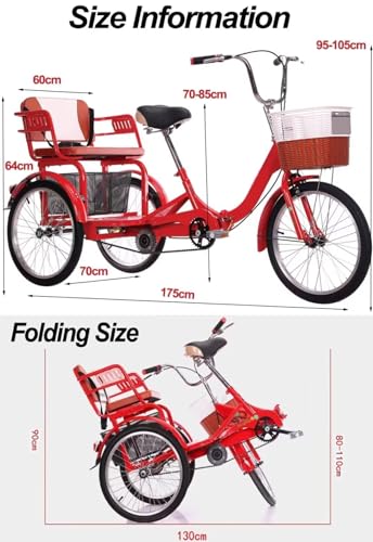 Folding Adult Tricycle with Back Seat, 3 Wheels G600513