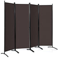 White 4-Panel Folding Room Divider with Iron Frame Y261386